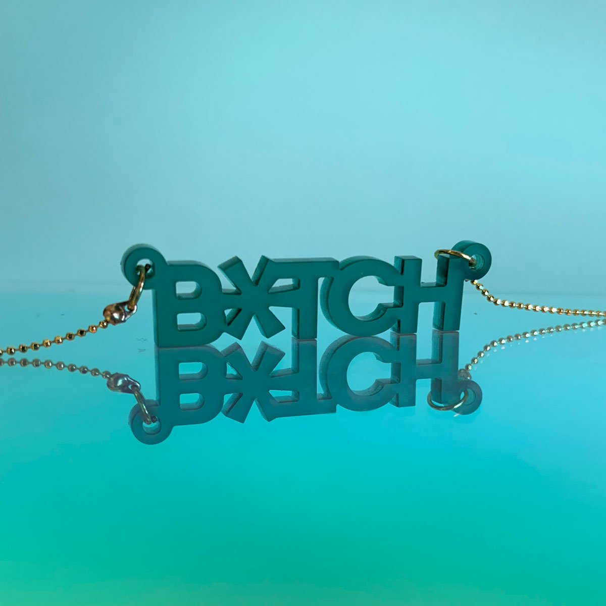 Recycled plastic B*tch necklace